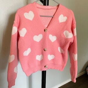Valentines Day Pink Cardigan Size Medium